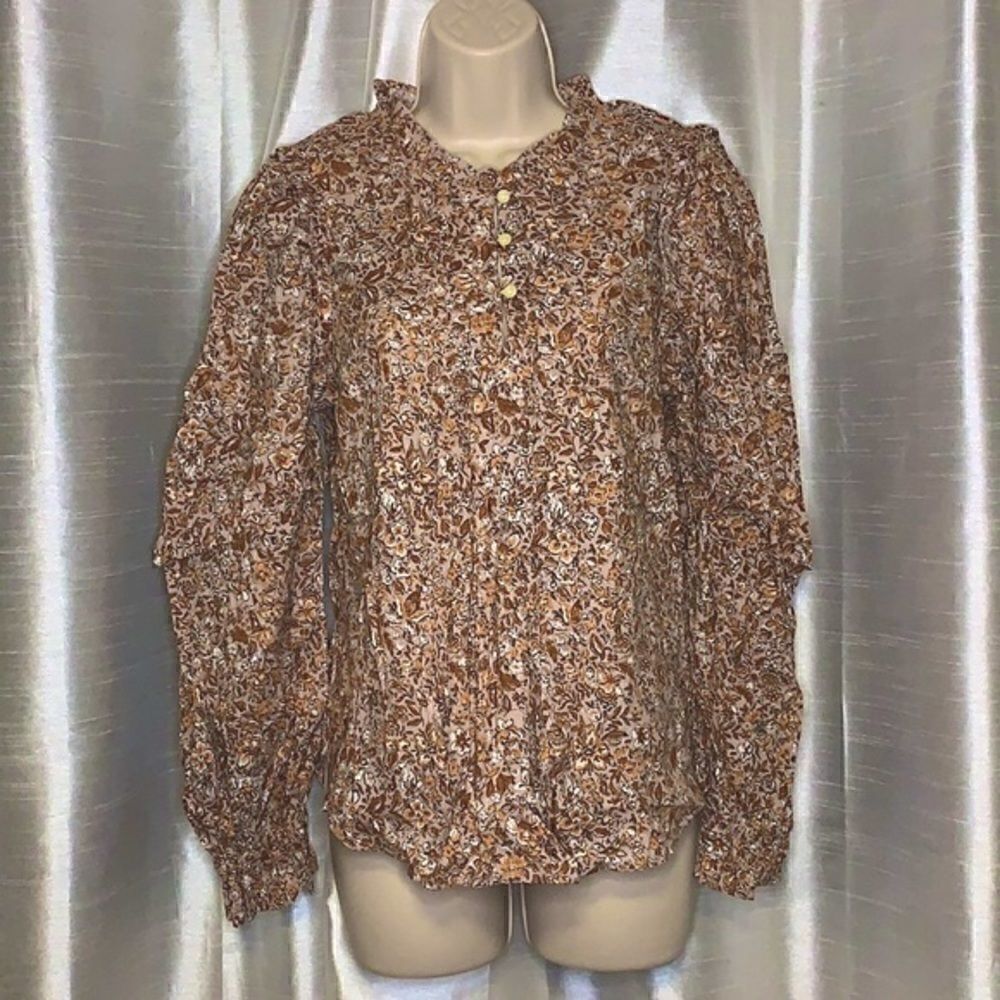 Universal Thread mauve floral prairie blouse size xs